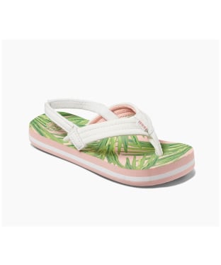 Girl's Reef Ahi Lightweight Flip Flops - Littles - Tropical Palms