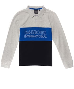 Boy’s Barbour International Bold L/S Polo Shirt - 6-9yrs - Grey Marl