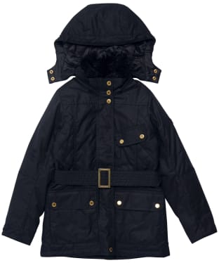 Girl’s Barbour International Charade Waxed Jacket - 10-14yrs - Black