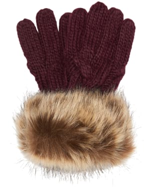 Women’s Barbour Penshaw Knitted Gloves - Bordeaux