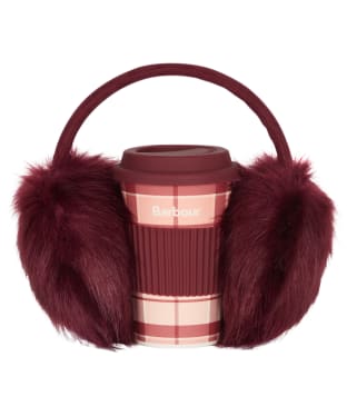 Women’s Barbour Travel Mug & Earmuff Set - Red / Pink Tartan