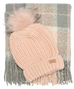 Women’s Barbour Saltburn Beanie & Boucle Scarf Gift Set - Pink / Grey