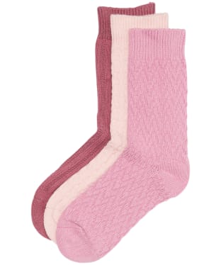 Women’s Barbour Textured Socks Gift Set - Pink / White / Red