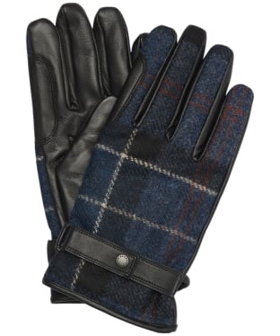 barbour quilted leather gloves navy