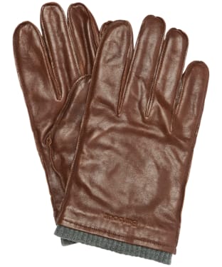 Men's Barbour Braden Burnished Leather Gloves - Brown