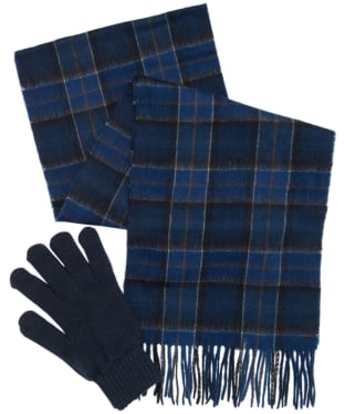 Men’s Barbour Tartan Scarf and Glove Gift Set - Midnight Tartan