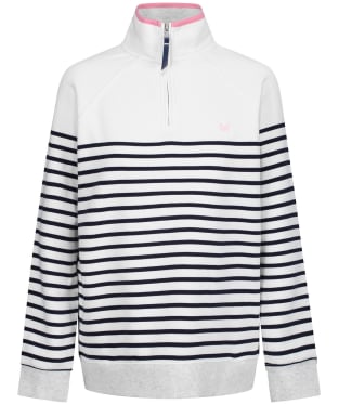 Women’s Crew Clothing Half Zip Sweater - White/Navy
