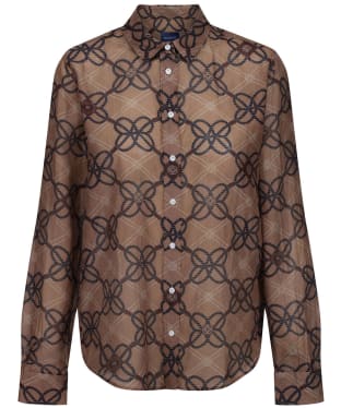 Women’s GANT Rope Print Cot Silk Shirt - Warm Khaki