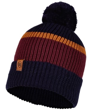 Buff Ted Elon Knitted Beanie Bobble Hat - Night Blue