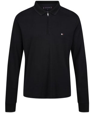 Men’s Tommy Hilfiger Zip Interlock Slim LS Polo Shirt - Black