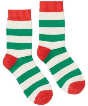 Women's Joules Striped Bed Socks - Green
