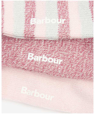 Women's Barbour Stripe Socks 3 Pack Set - Dewberry Pink Stripe