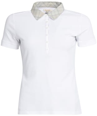 Women's Barbour Malvern Polo Shirt - White / Silver Birch Tartan