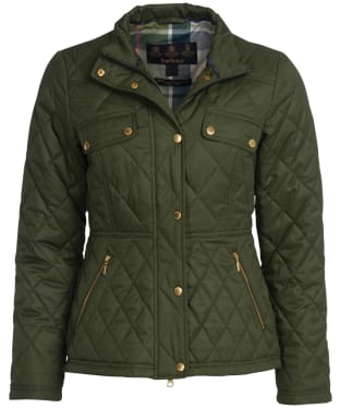 Women's Barbour Broxfield Quilted Jacket - Olive / Olive Pink Tartan