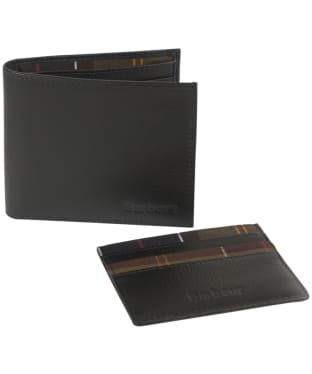 Men's Barbour Glanton Wallet/Card Holder Set - Black / Classic Tartan