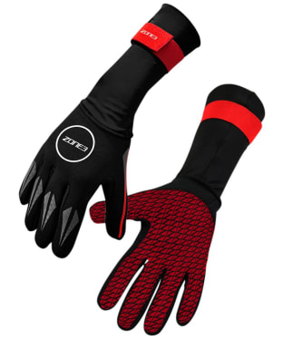 Zone3 Neoprene Gripped Palm Swim Gloves - Black / Red