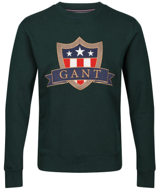 Men’s GANT Banner Shield Crew Neck Sweater - Tartan Green