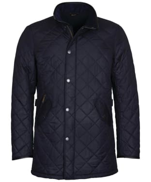 Men's Barbour Long Powell Quilted Jacket - Navy