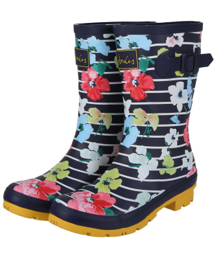 Women’s Joules Molly Mid Height Wellies - Blue Stripe Floral