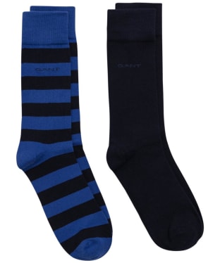 Men’s GANT Barstripe and Solid Socks – 2 Pack - College Blue