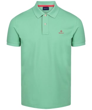 Men's GANT Contrast Collar Short Sleeve Rugger Shirt - Absinthe Green
