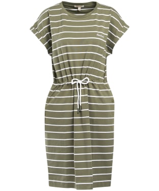 Women's Barbour Marloes Stripe Dress - Dusky Khaki / White