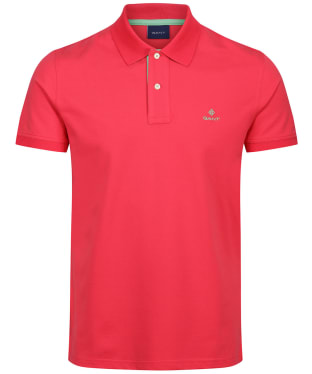 Men's GANT Contrast Collar Short Sleeve Rugger Shirt - Watermelon Pink