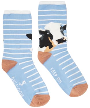 Women's Joules Excellent Everyday Socks - Blue Cow