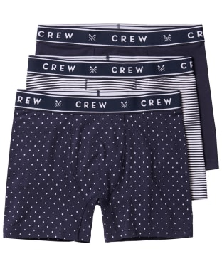 Men's Crew Clothing Jersey Boxers - 3 Pack - Navy / White / Spot