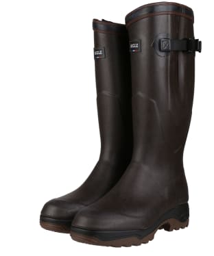 Aigle Parcours 2 ISO Neoprene Lined Adjustable Fit Tall Wellington Boots - Brown