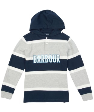 Boy's Barbour Greyson Hooded Rugby Shirt - 6-9yrs - Grey / Navy