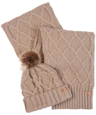 Women's Barbour Ridley Beanie And Scarf - Light Trench