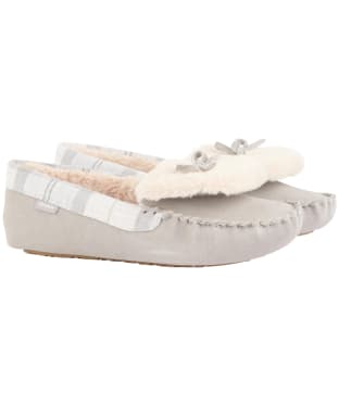 Women's Barbour Darcie Moccasin Slippers - Grey Suede / White