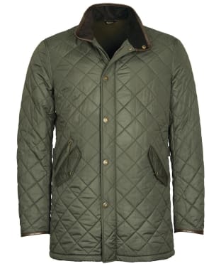 Men's Barbour Long Powell Quilted Jacket - Forest