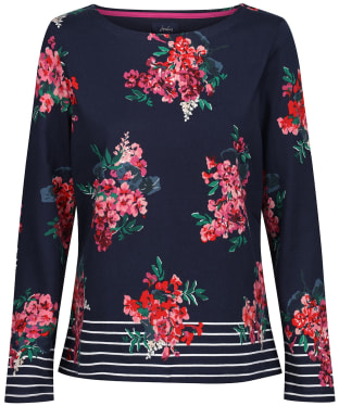 Women's Joules Harbour Print Top - Floral Striped Cuff