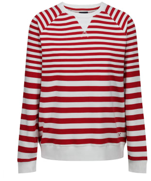 Women’s Crew Clothing Crew Neck Stripe Sweatshirt - White / Red Stripe