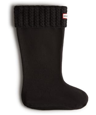 Hunter Recycled Cardigan Tall Boot Socks With Knitted Fold Down Cuff - Black