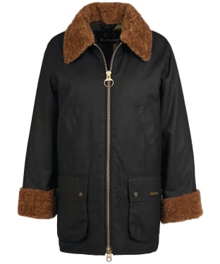 Women's Barbour Carloway Waxed Jacket - Black / Ancient Tartan