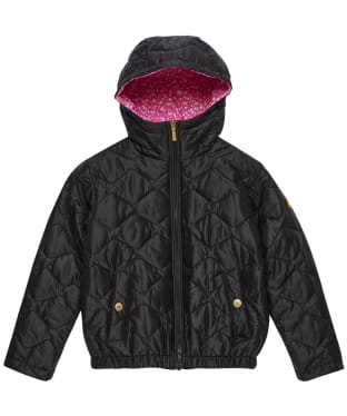 Girl's Barbour International Fenway Quilted Jacket, 10-15yrs - Black / Cerise Terrazo