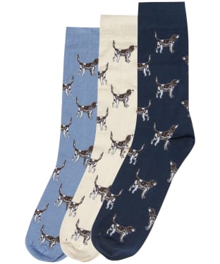 Men’s Barbour Pointer Dog Socks Gift Box - Navy / Cream / Blue