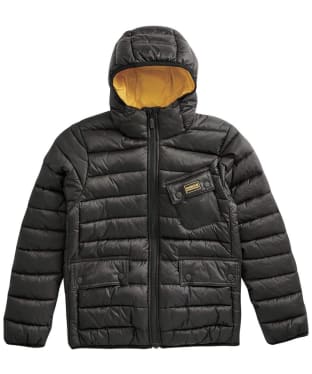 Boy's Barbour International Ouston Hooded Quilted Jacket, 6-9yrs - New Black/Yellow