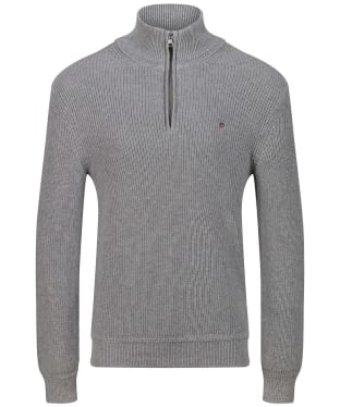 Men’s GANT Cotton Wool Rib Half Zip Sweater - Grey Melange