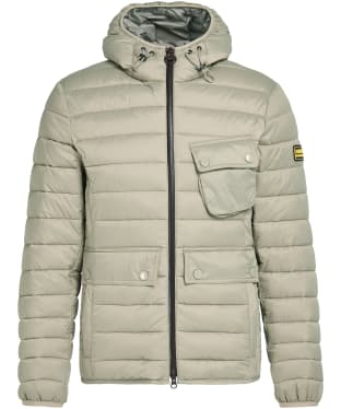 Men’s Barbour International Racer Ouston Hooded Quilted Jacket - Concrete