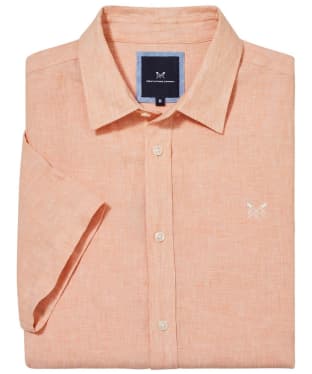 Men's Crew Clothing Short Sleeve Linen Shirt - Coral