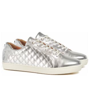 Women's Barbour Cosmo Trainers - Silver Metallic Leather