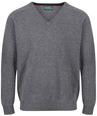 Men's Alan Paine Streetly V-Neck Lambswool Pullover - Grey Mix