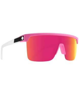 SPY Flynn 5050 Sunglasses - Matte Neon Pink Matte Translucent White Happy Bronze Pink Mirror - Matte Neon Pink