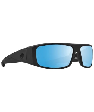 SPY Logan Sports Sunglasses - Happy Boost Bronze Polar Ice Blue Spectra Mirror Polarized Lens - Matte Black