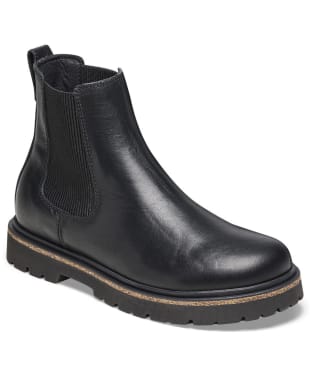 Women's Birkenstock Highwood Natural Leather Chelsea Boots - Regular Footbed - Black