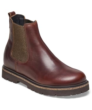 Women's Birkenstock Highwood Natural Leather Chelsea Boots - Regular Footbed - Chocolate